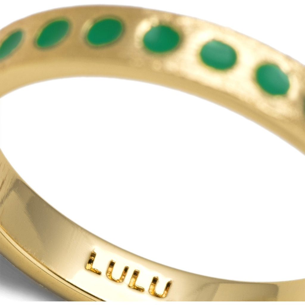 LULU Copenhagen Pattern Ring guldplÀterad Rings Ljusgrön