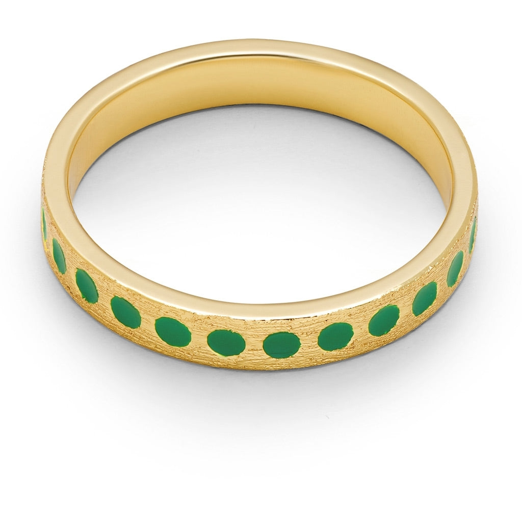 LULU Copenhagen Pattern Ring guldpläterad Rings Ljusgrön