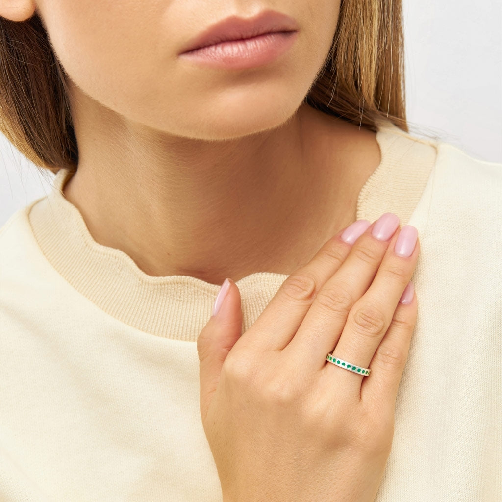 LULU Copenhagen Pattern Ring silver Rings Ljusgrön