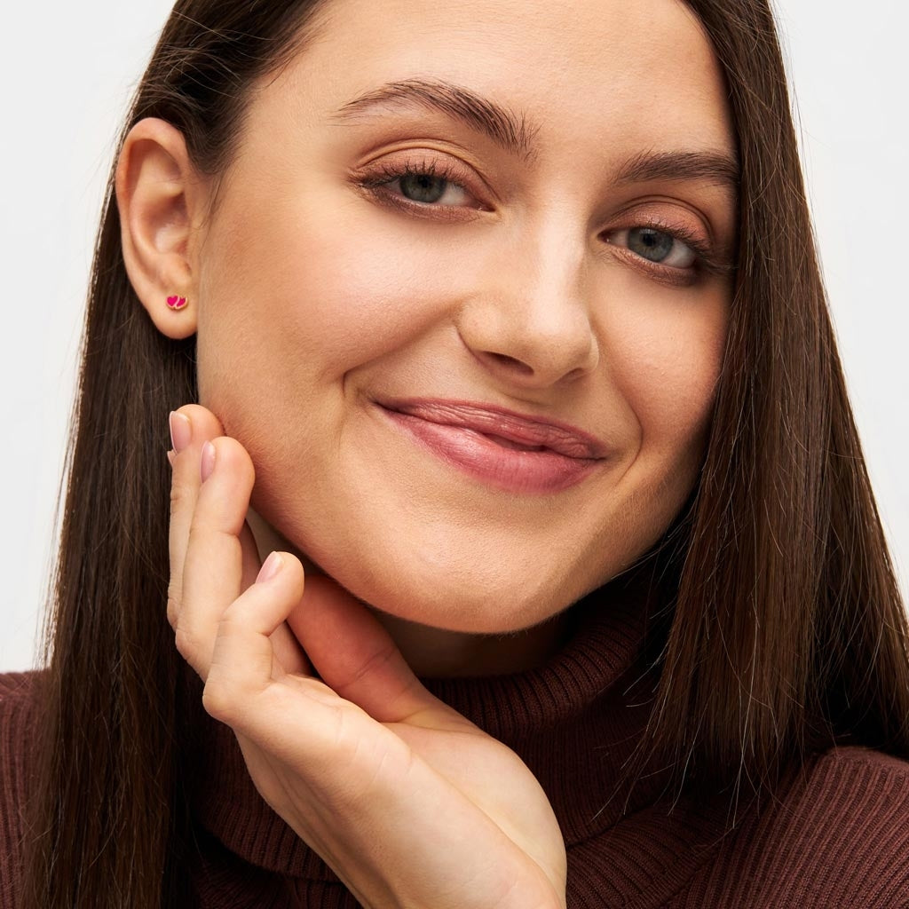 LULU Copenhagen 2Hearts örhänge 1 st guldpläterad Ear stud, 1 pcs Plum