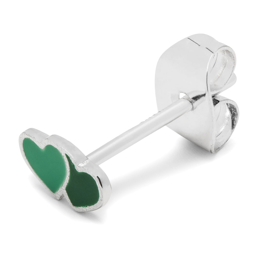 LULU Copenhagen 2Hearts örhänge 1 st silverpläterad Ear stud, 1 pcs Green/Light Green