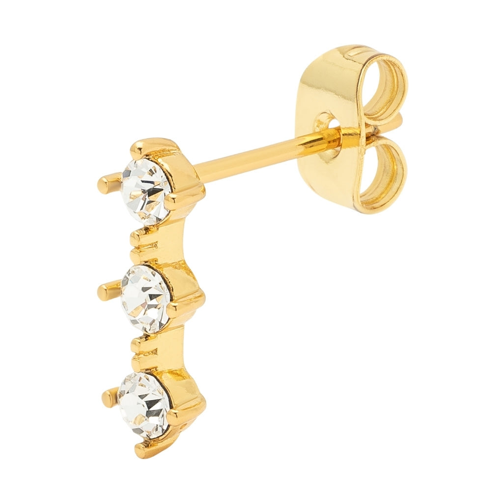 LULU Copenhagen 3 Crystals 1 st Ear stud, 1 pcs Silk
