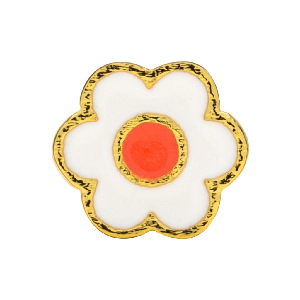 LULU Copenhagen Anemone örhänge 1 st guldpläterad Ear stud, 1 pcs Orange/Coral - White