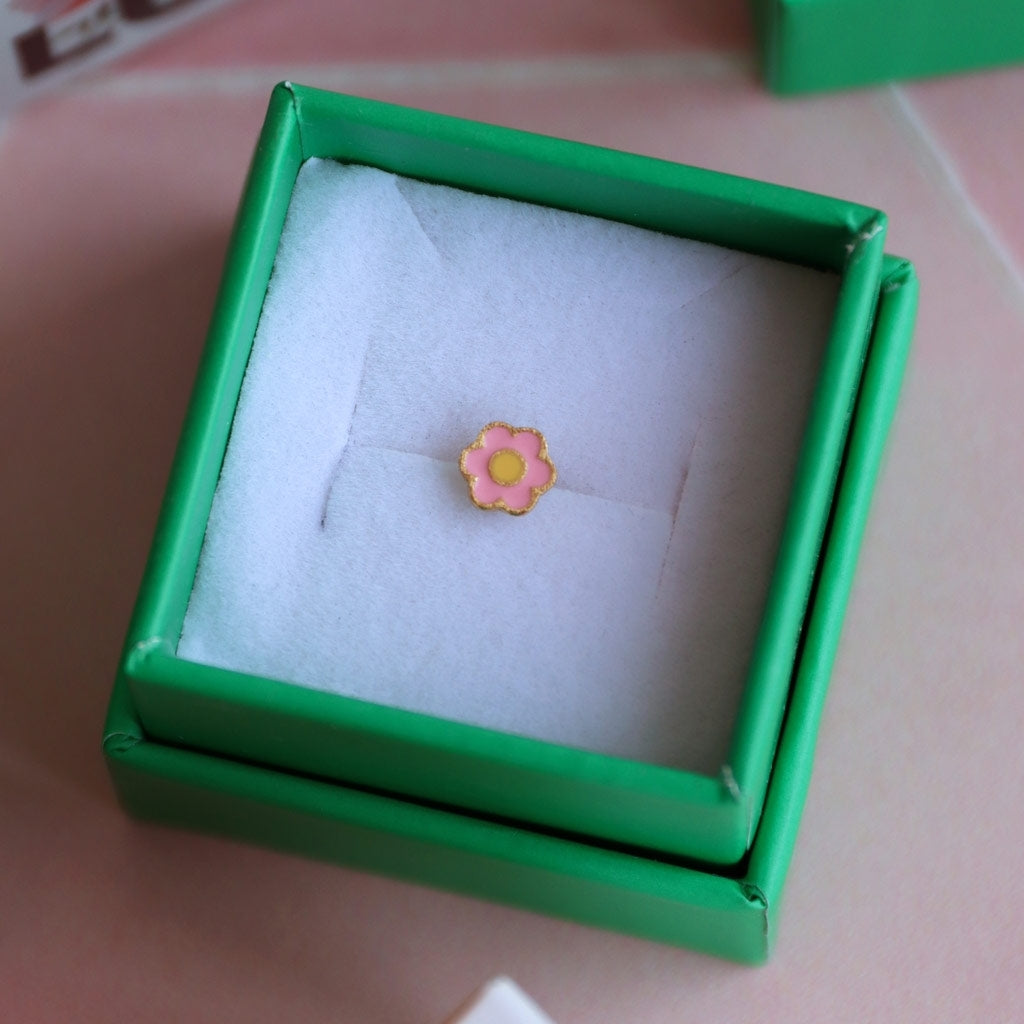 LULU Copenhagen Anemone örhänge 1 st guldpläterad Ear stud, 1 pcs Yellow-Pink