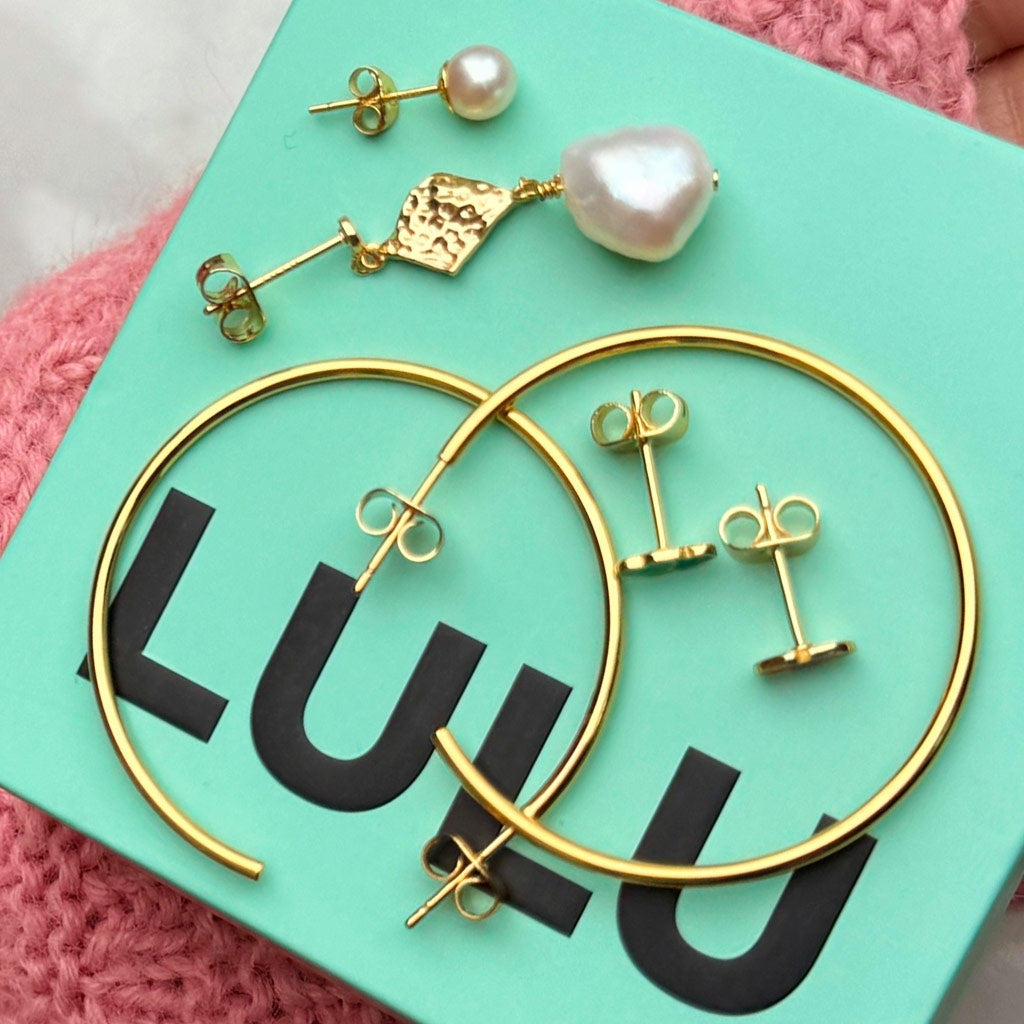 LULU Copenhagen Ball Large Pearl örhänge 1 st Ear stud, 1 pcs Guldpläterad