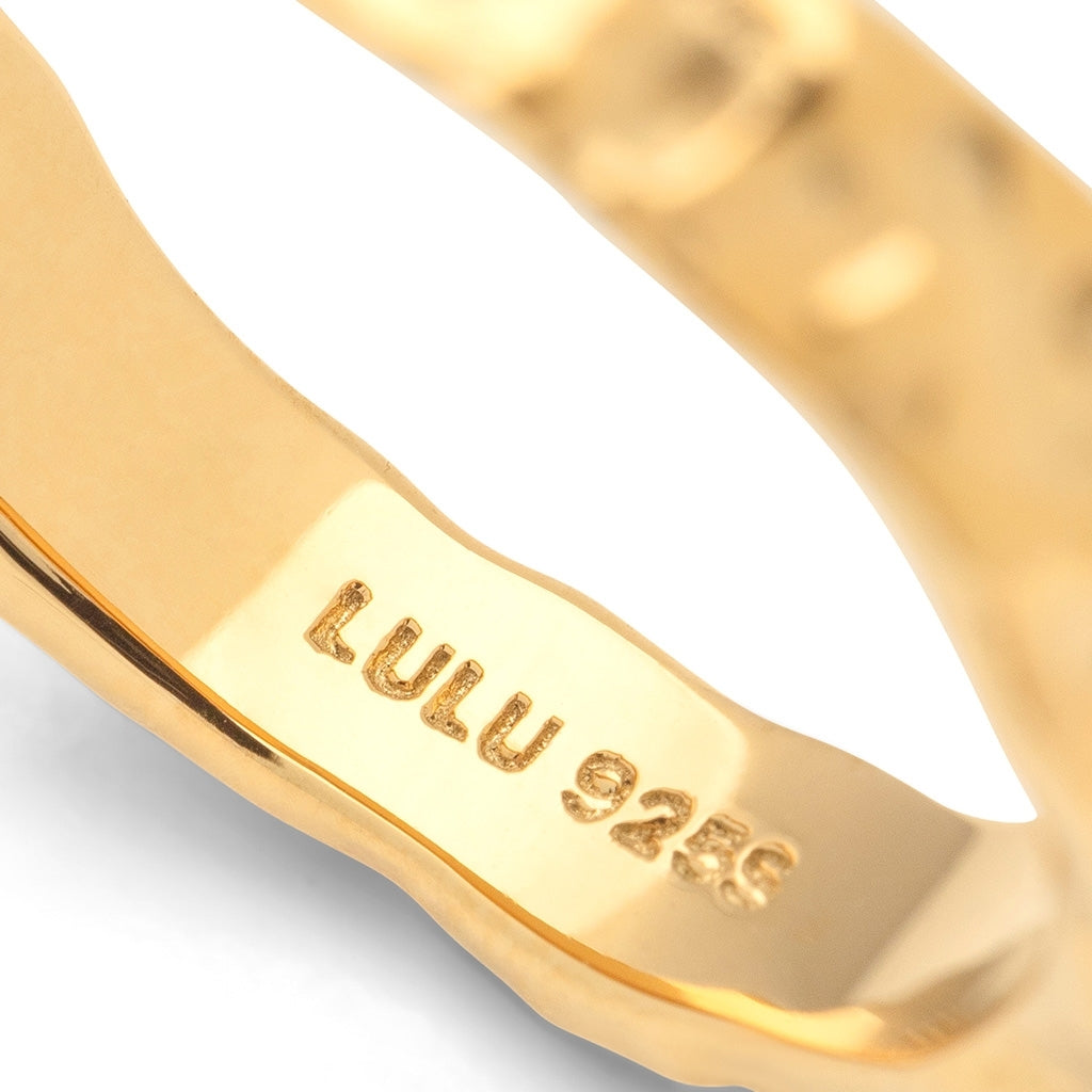 LULU Copenhagen Basic Rough Ring Rings Guldpläterad