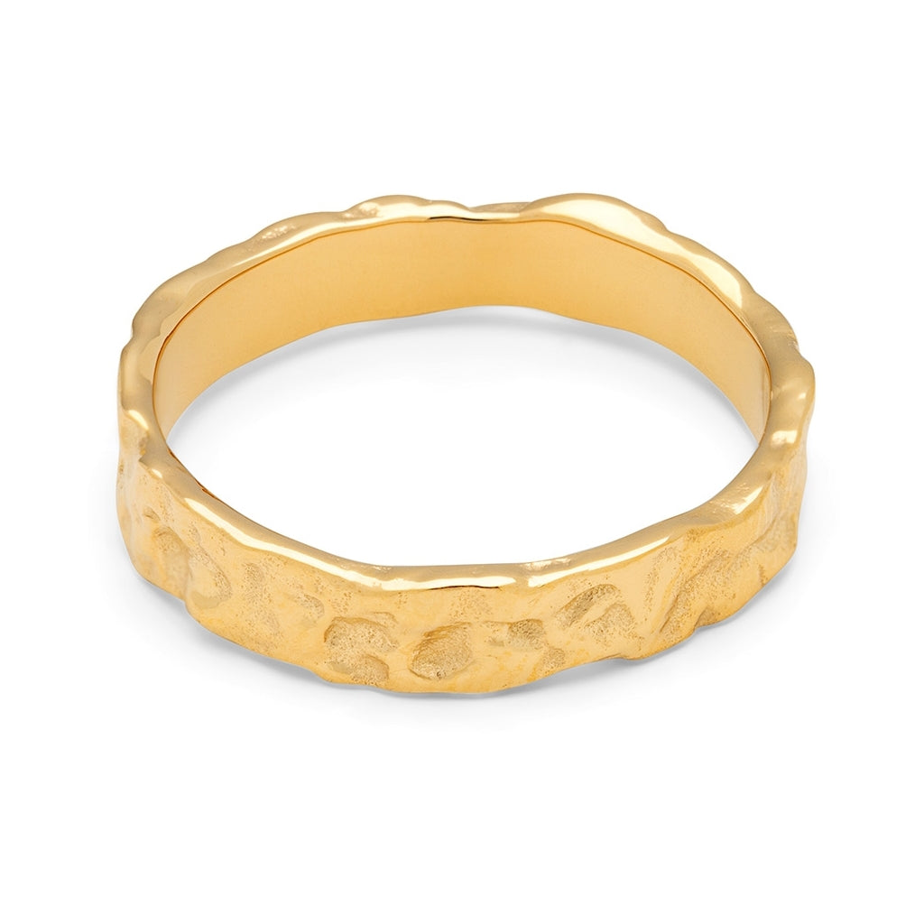 LULU Copenhagen Basic Rough Ring Rings Guldpläterad