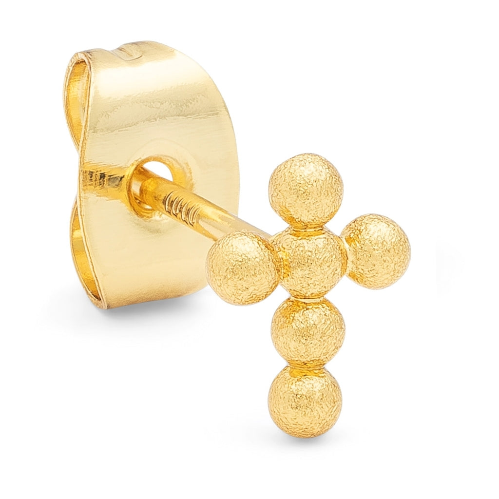 LULU Copenhagen Bouquet Cross 1 st Ear stud, 1 pcs Guldpläterad