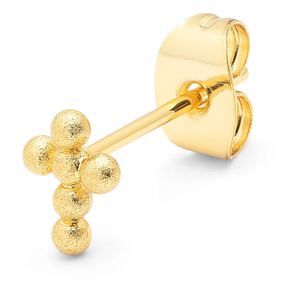 LULU Copenhagen Bouquet Cross 1 st Ear stud, 1 pcs Guldpläterad
