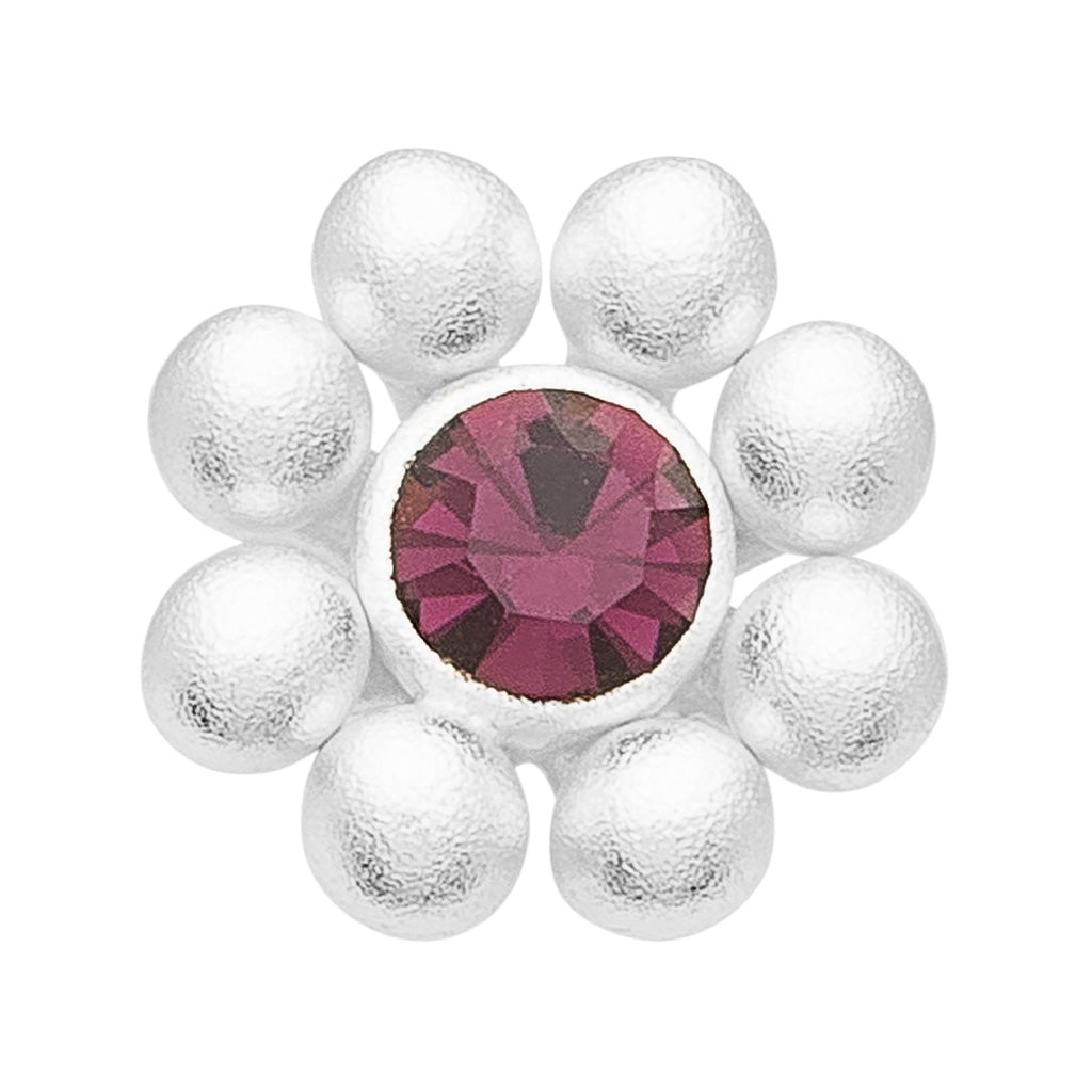LULU Copenhagen Bouquet Crystal Flower 1 st - Silverplateräd Ear stud, 1 pcs Ametist