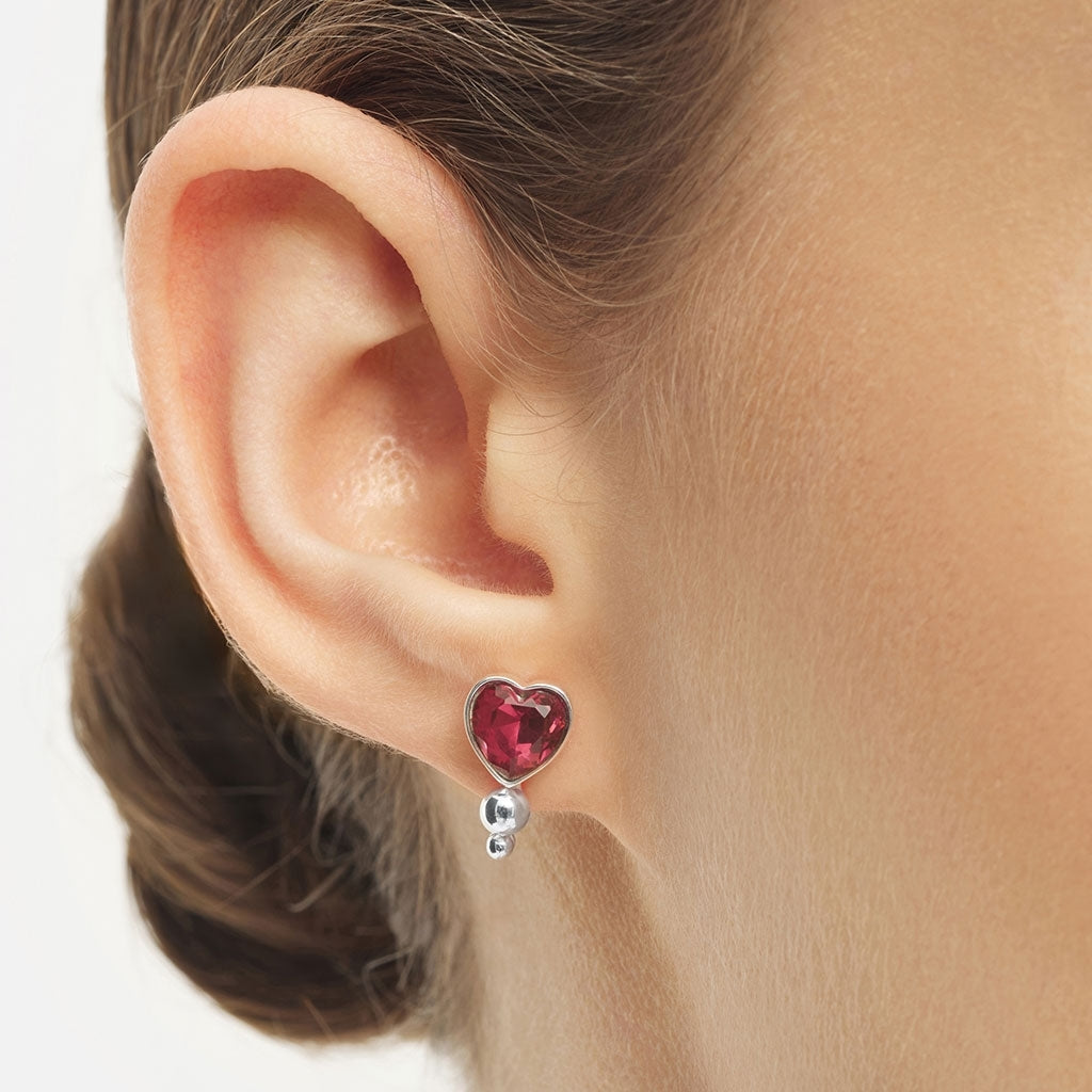 LULU Copenhagen Bouquet Crystal Heart örhänge 1 st Ear stud, 1 pcs Silver Plated
