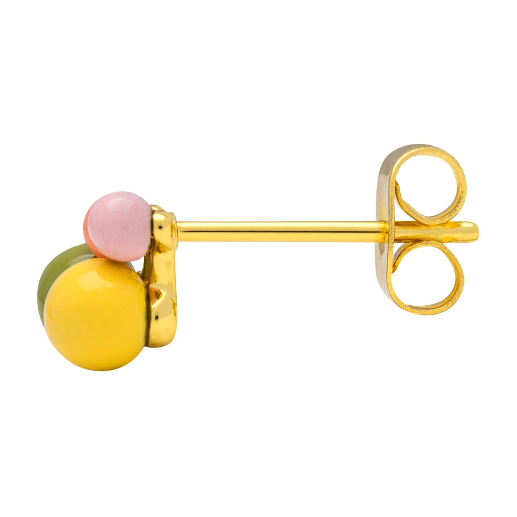 LULU Copenhagen Bouquet Green Yellow örhänge 1 st Ear stud, 1 pcs Guldpläterad