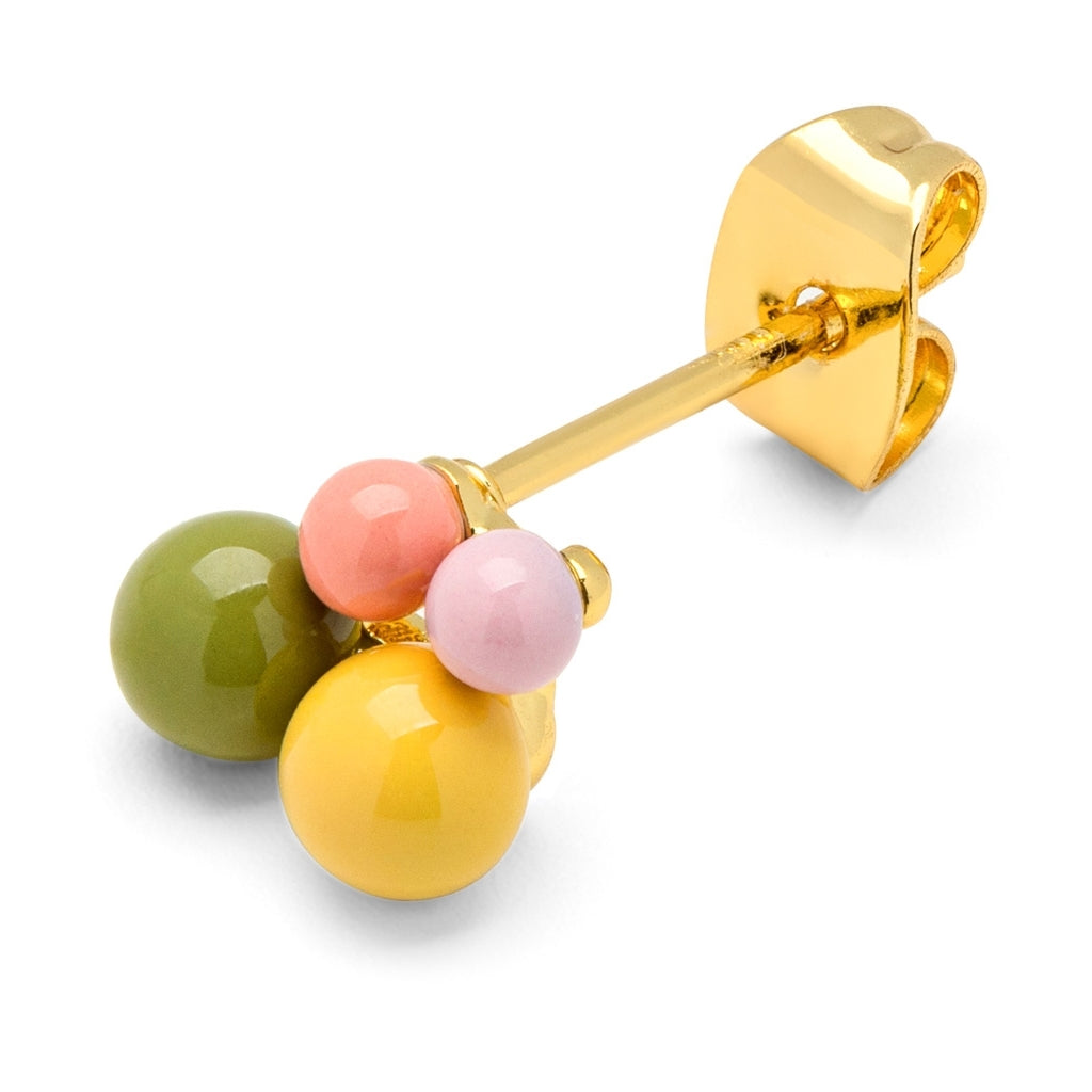 LULU Copenhagen Bouquet Green Yellow örhänge 1 st Ear stud, 1 pcs Guldpläterad