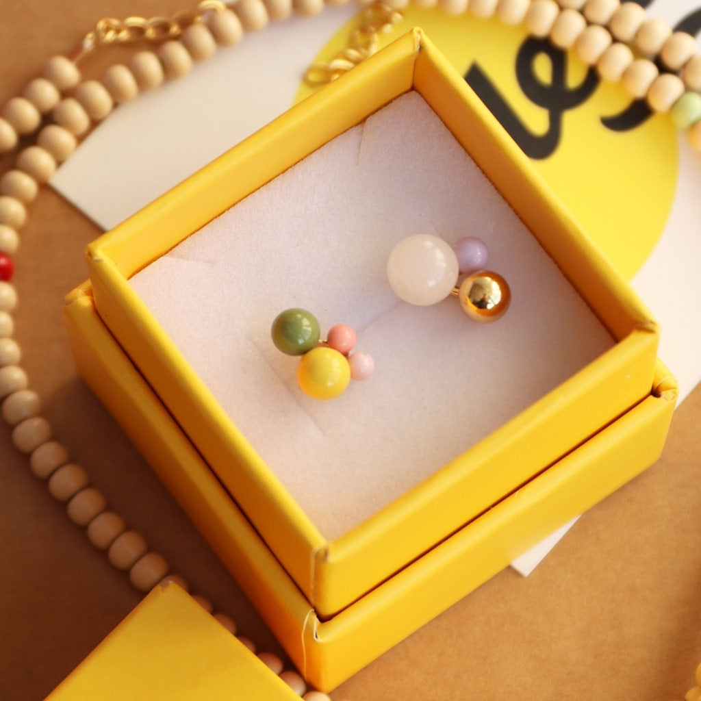 LULU Copenhagen Bouquet Green Yellow örhänge 1 st Ear stud, 1 pcs Guldpläterad