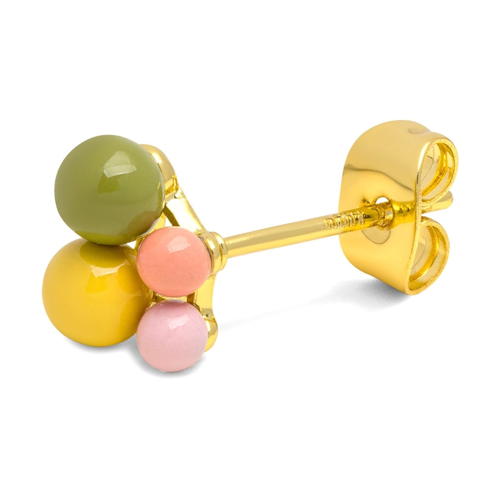 LULU Copenhagen Bouquet Green Yellow örhänge 1 st Ear stud, 1 pcs Guldpläterad