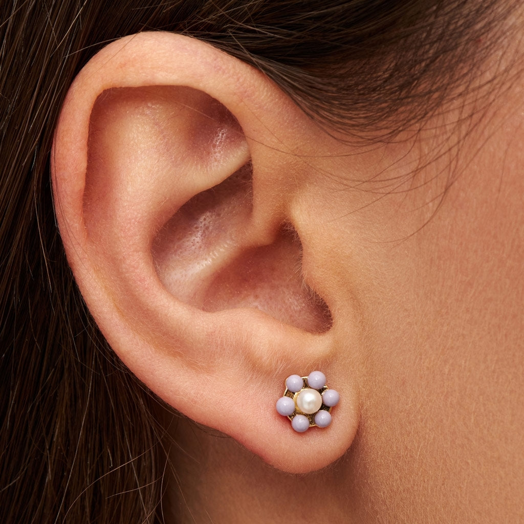 LULU Copenhagen Bouquet Purple Flower örhänge 1 st Ear stud, 1 pcs Guldpläterad
