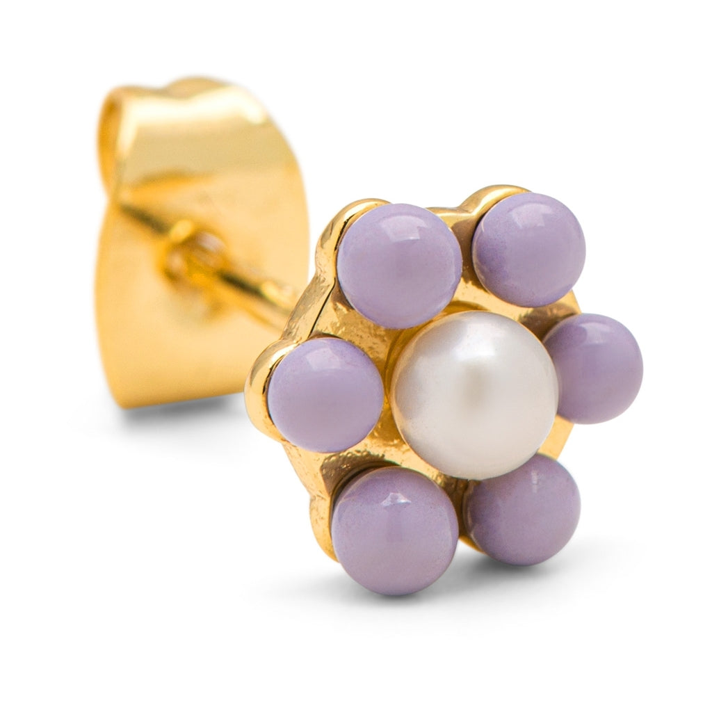 LULU Copenhagen Bouquet Purple Flower örhänge 1 st Ear stud, 1 pcs Guldpläterad