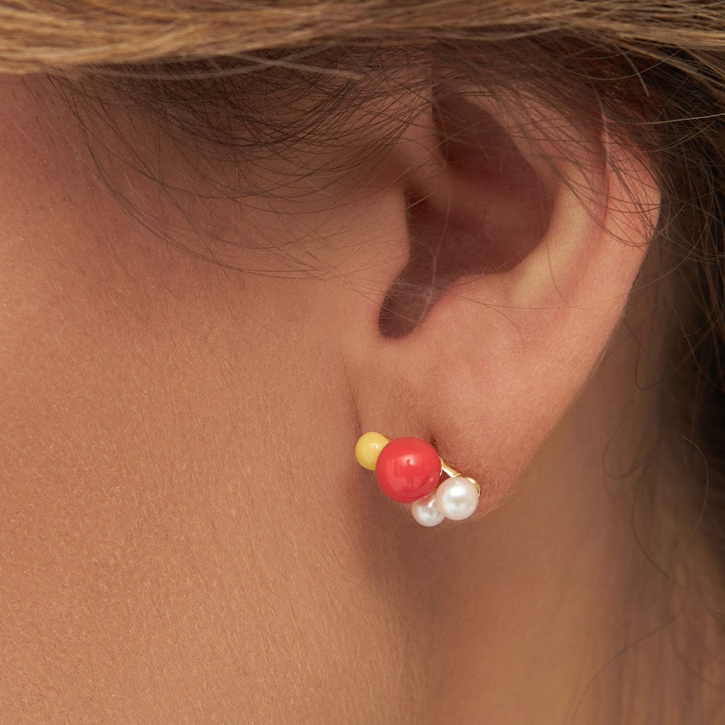 LULU Copenhagen Bouquet Red örhänge 1 st Ear stud, 1 pcs Guldpläterad
