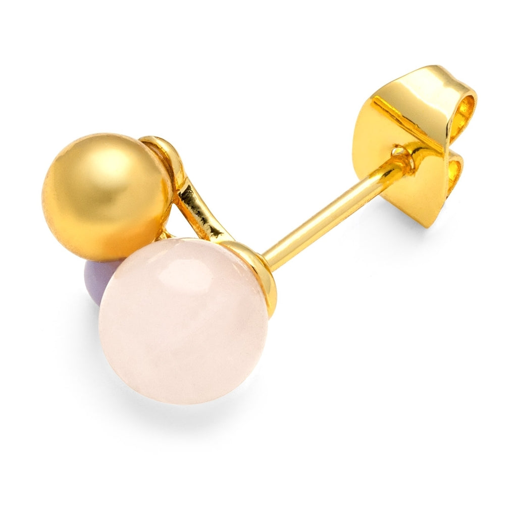 LULU Copenhagen Bouquet Rose Quartz örhänge 1 st Ear stud, 1 pcs Guldpläterad