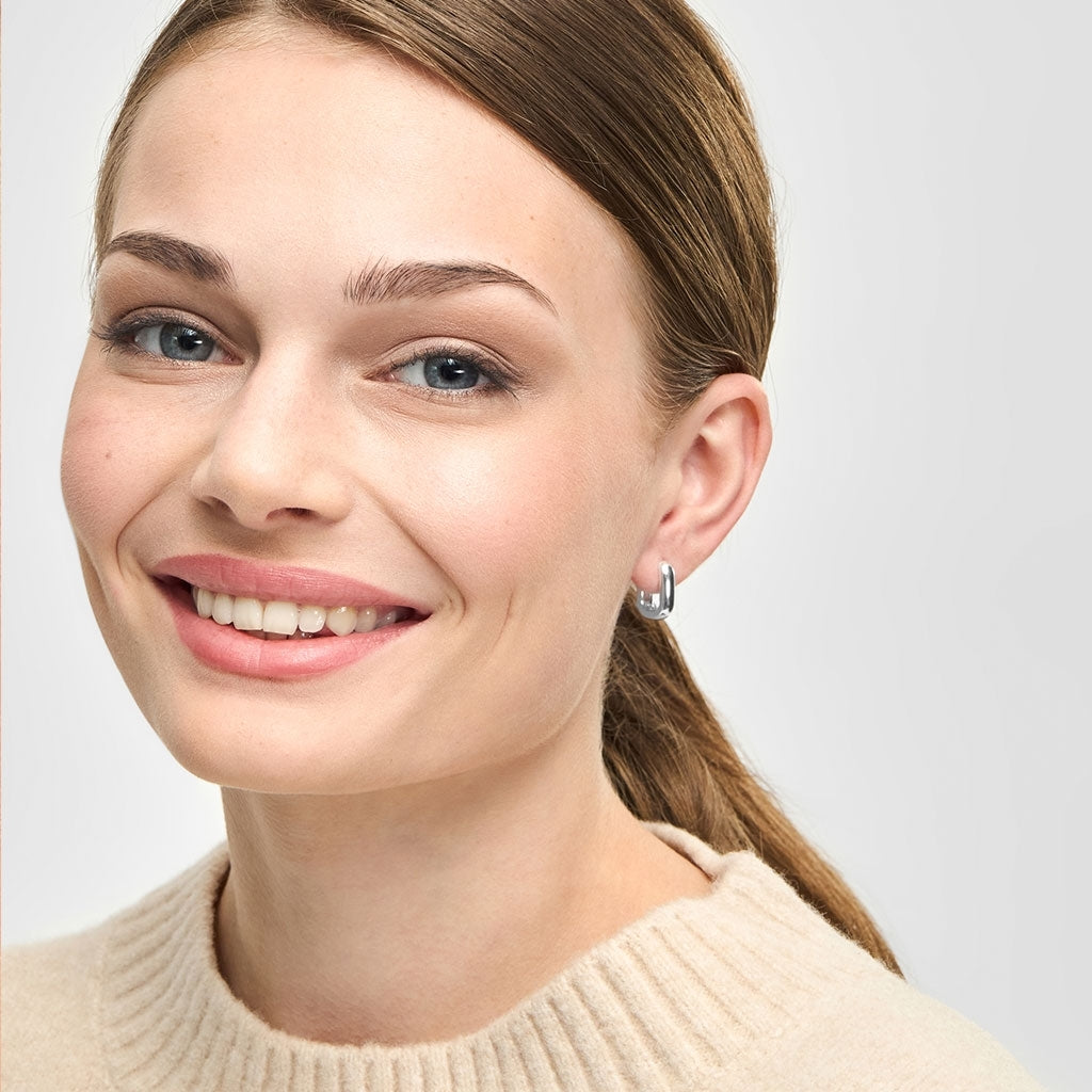 LULU Copenhagen Chunky Square Hoops par - försilvrad Hoops Silver Plated