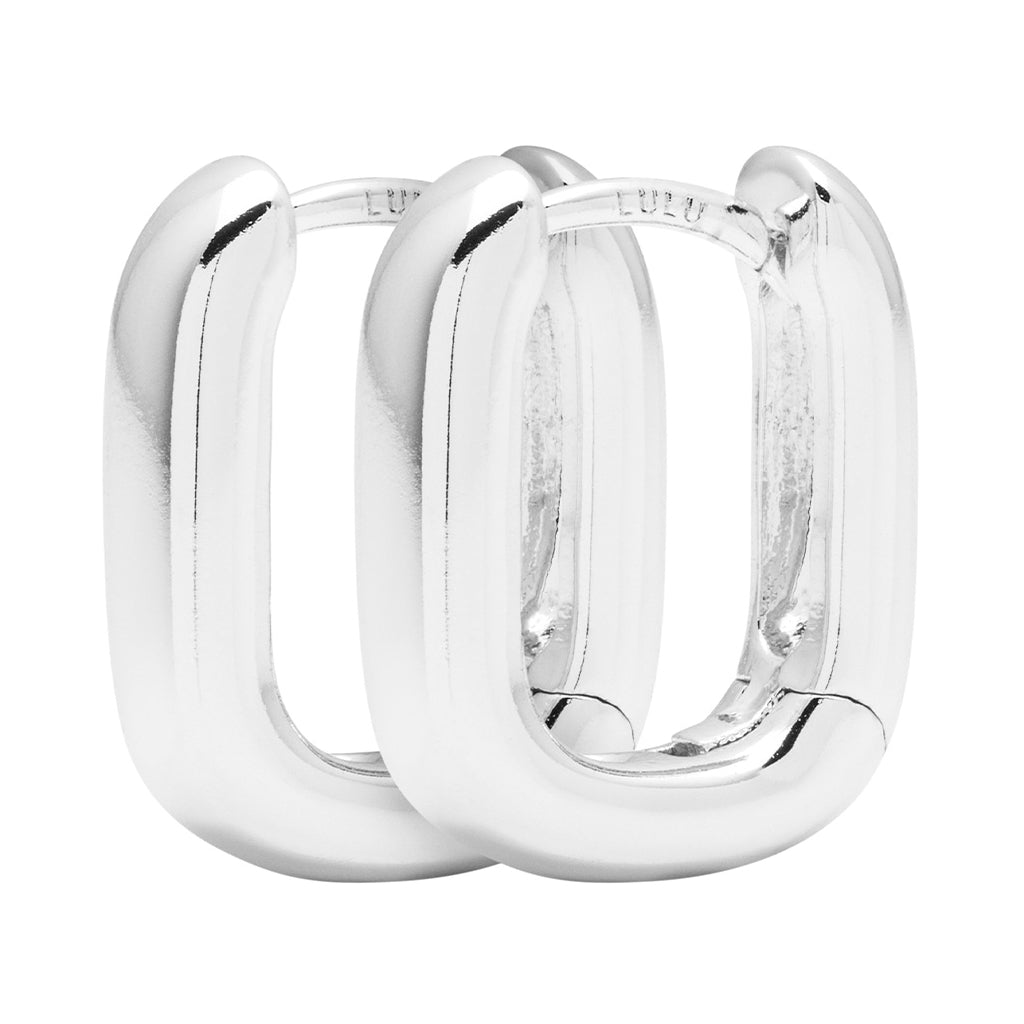 LULU Copenhagen Chunky Square Hoops par - försilvrad Hoops Silver Plated