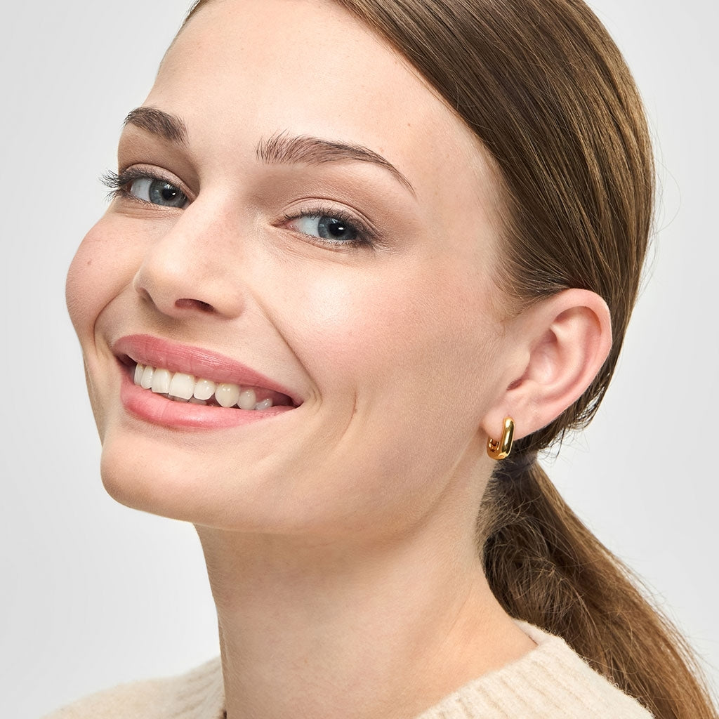 LULU Copenhagen Chunky Square Hoops par - guldpläterad Hoops Guldpläterad