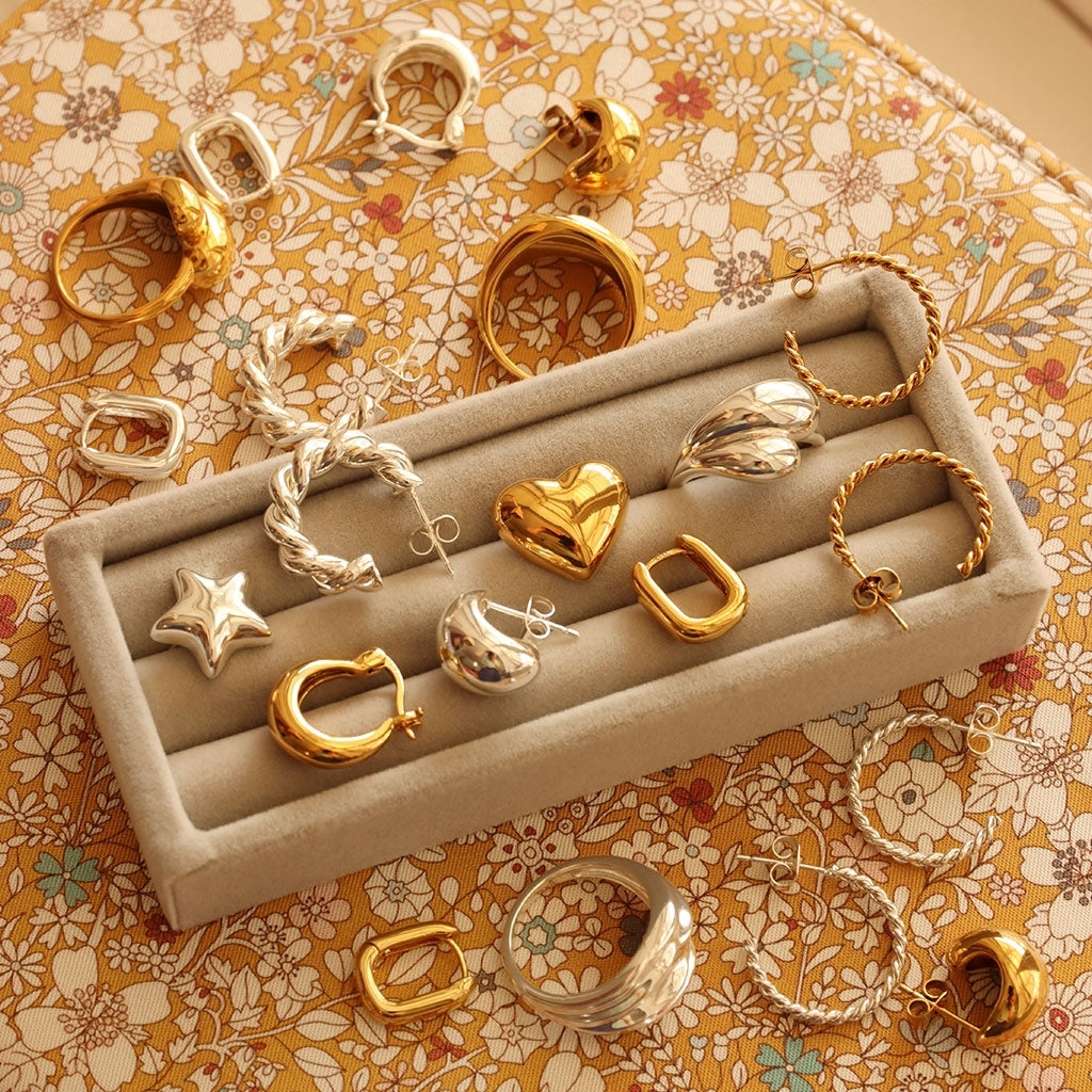 LULU Copenhagen Chunky Square Hoops par - guldpläterad Hoops Guldpläterad