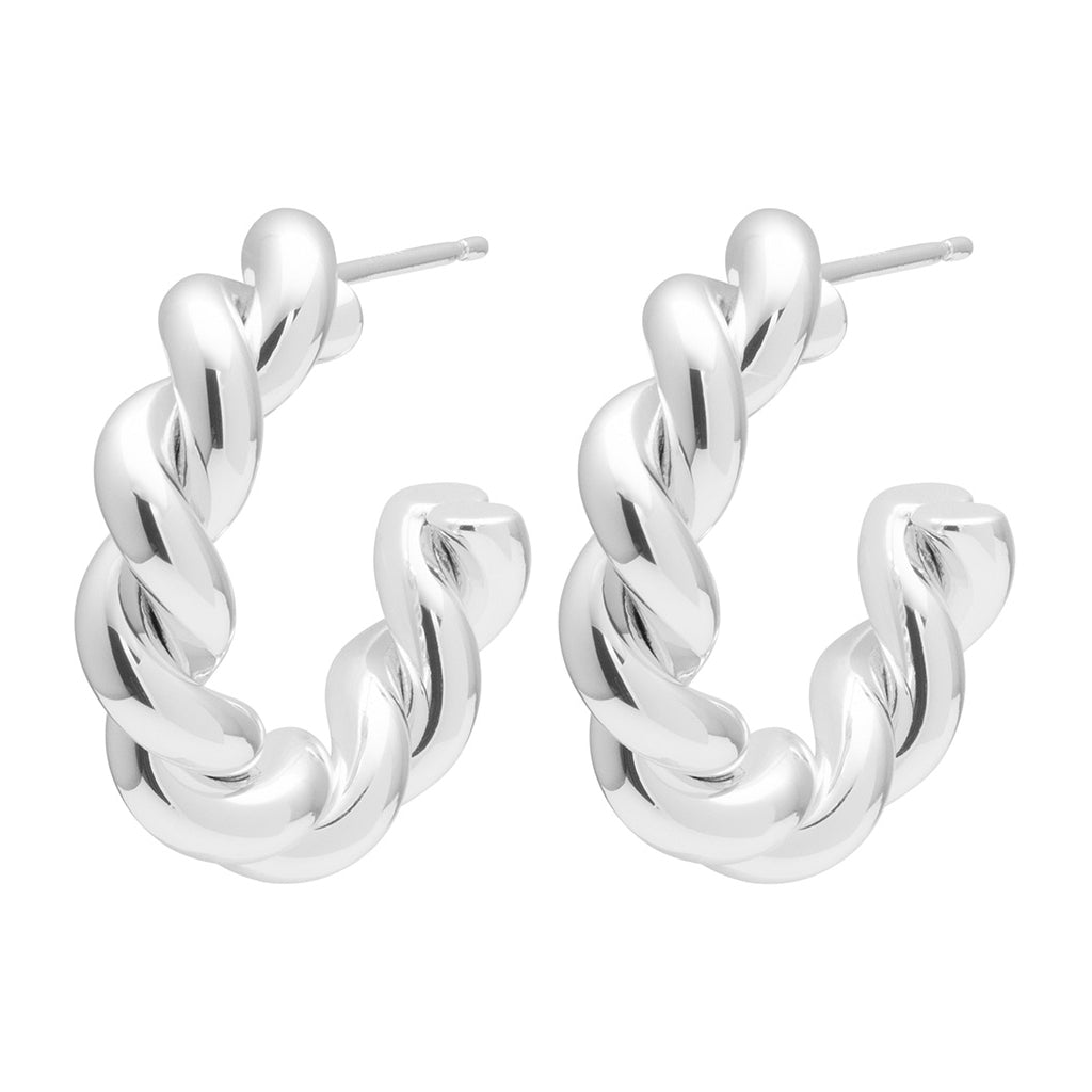 LULU Copenhagen Chunky Twisted Hoops par - försilvrad Hoops Silver Plated