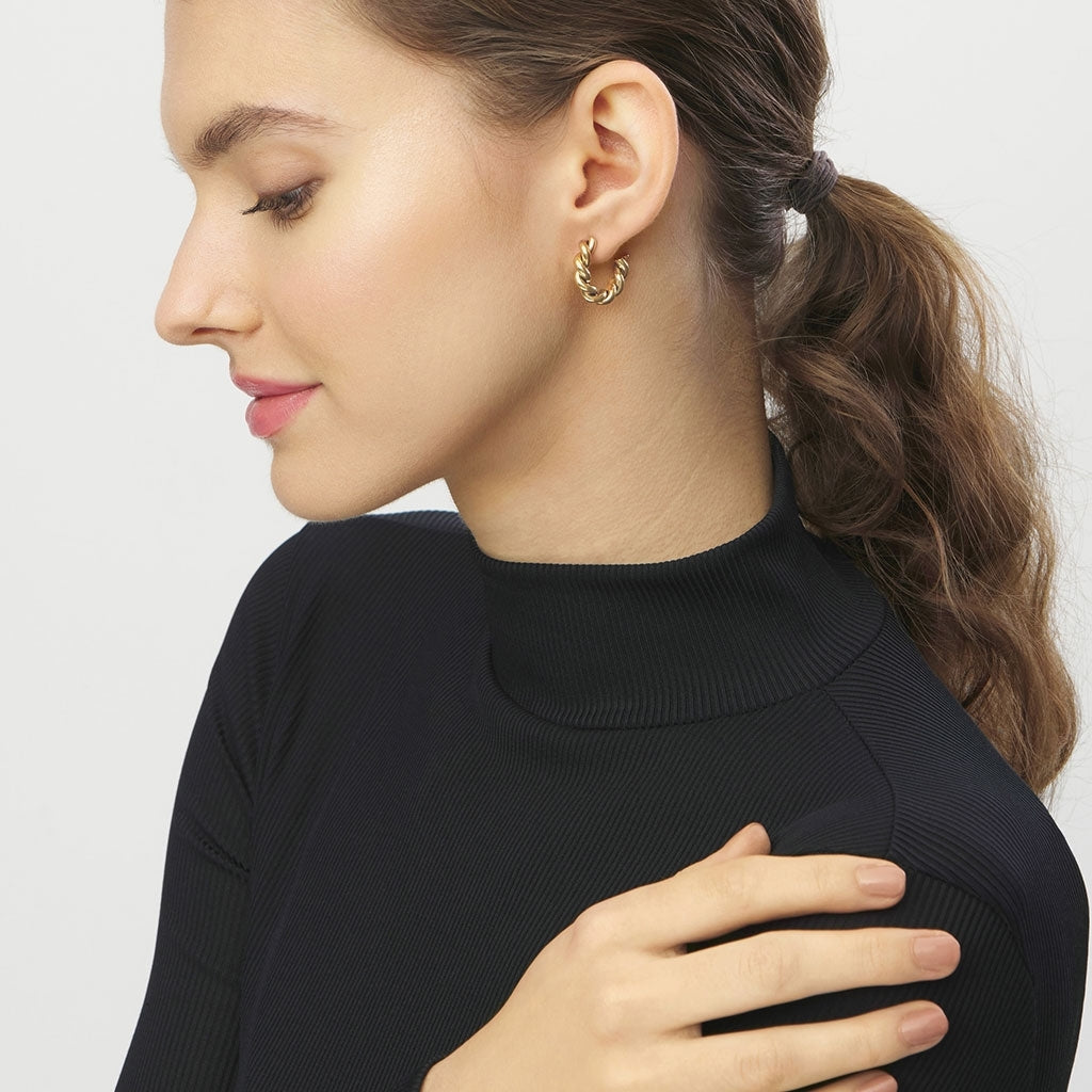 LULU Copenhagen Chunky Twisted Hoops par - guldpläterad Hoops Guldpläterad