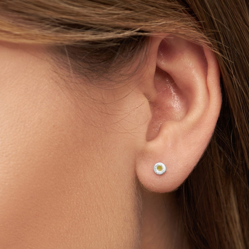 LULU Copenhagen Circle Small örhänge 1 st silverpläterad Ear stud, 1 pcs Willow Green