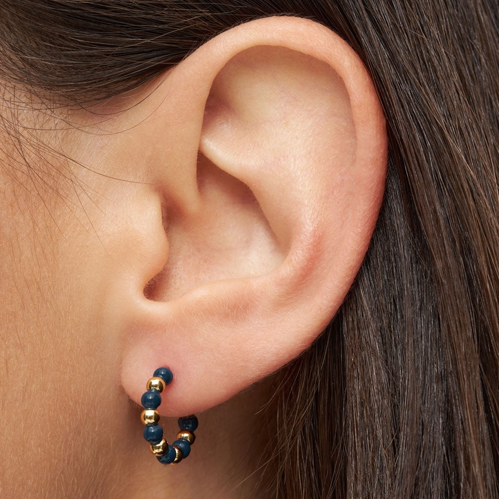 LULU Copenhagen Color Ball Beads hoops Hoops Gold Plated/Retro Dark Blue