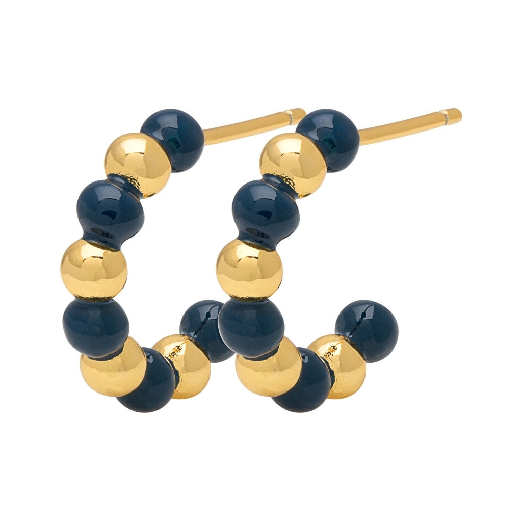 LULU Copenhagen Color Ball Beads hoops Hoops Gold Plated/Retro Dark Blue