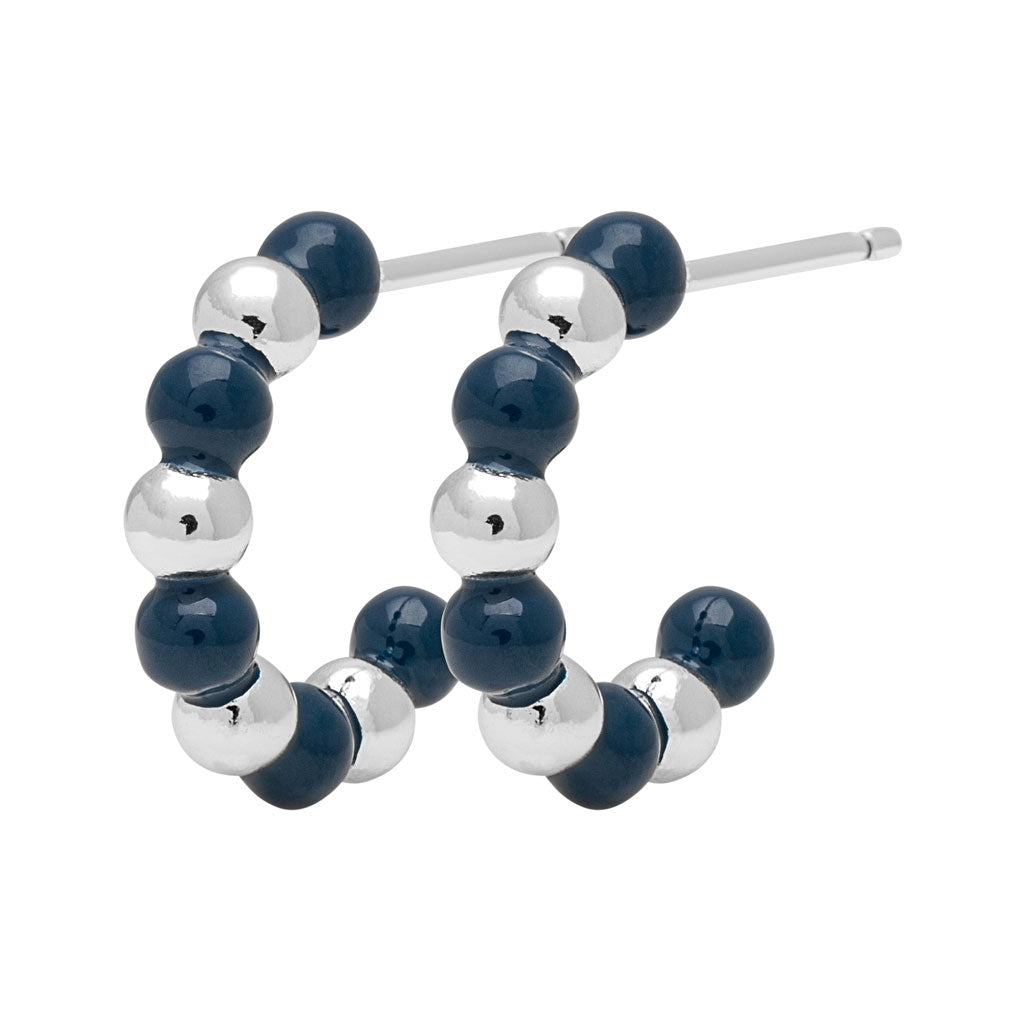 LULU Copenhagen Color Ball Beads Hoops par Hoops Silver Plated/Retro Dark Blue