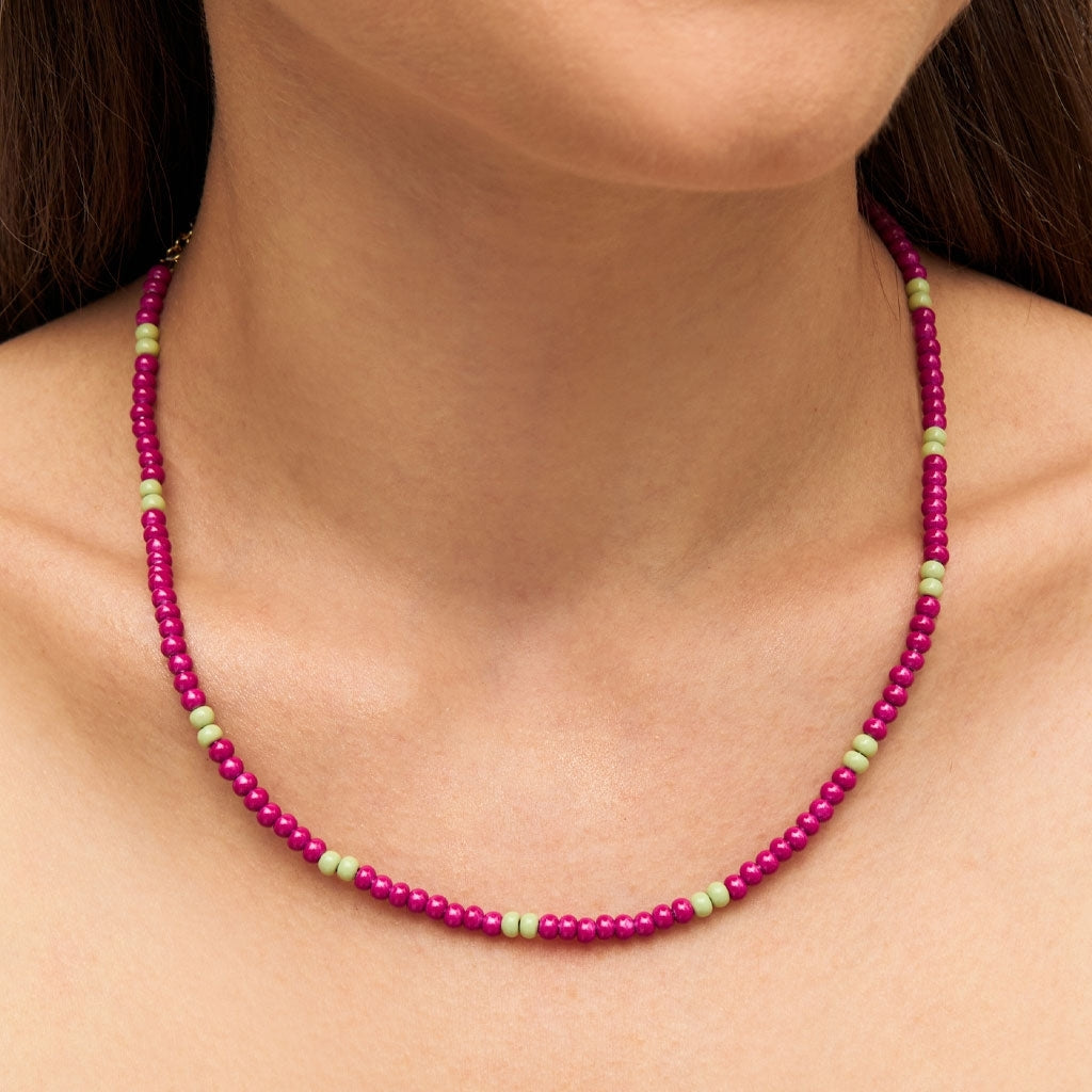 LULU Copenhagen Color Ball Halsband Necklaces Plum/Silk Light Green