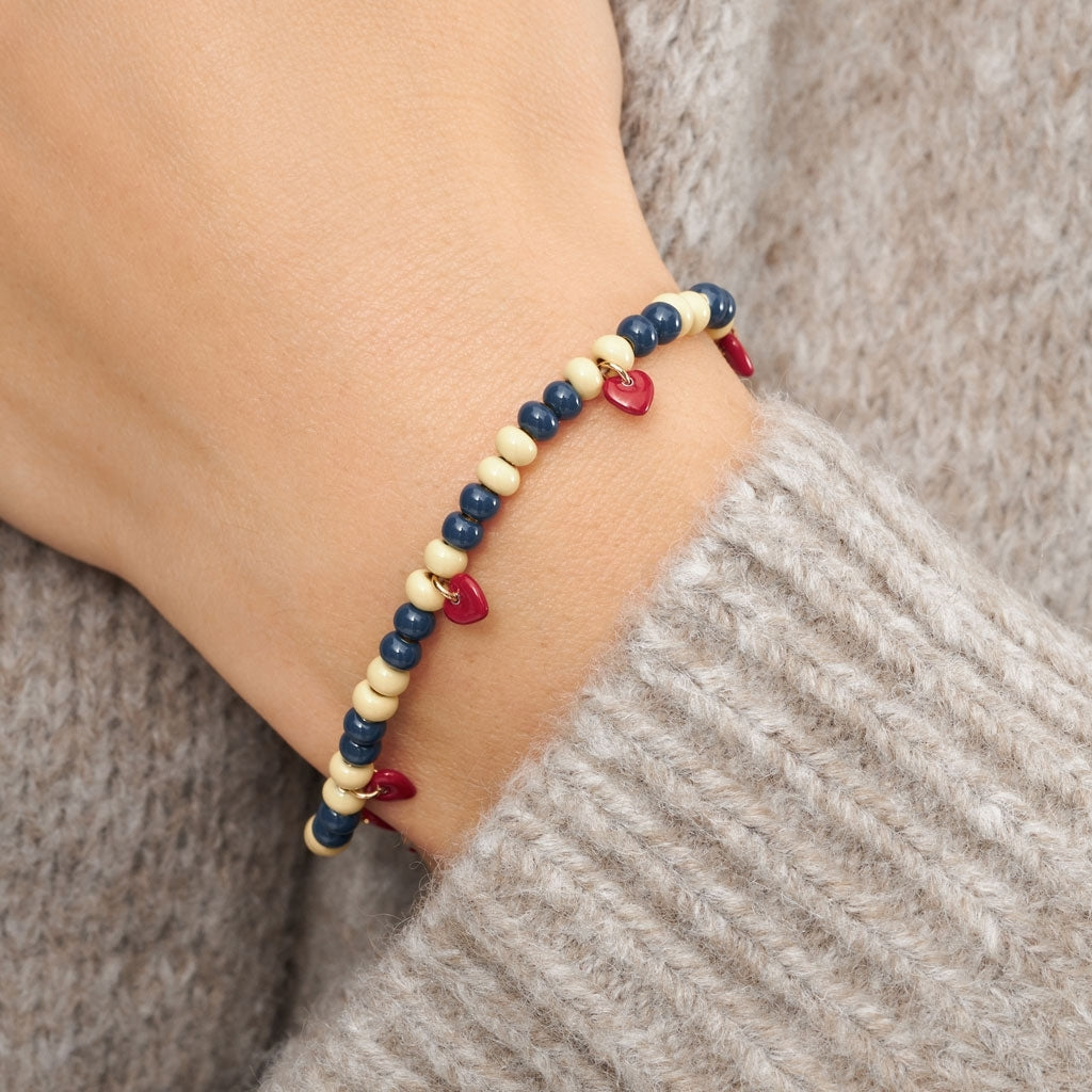 LULU Copenhagen Color Ball Heart Armband Bracelets Soft Yellow/Retro Dark Blue