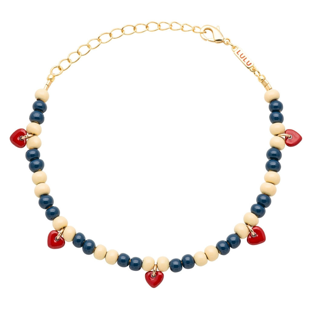LULU Copenhagen Color Ball Heart Armband Bracelets Soft Yellow/Retro Dark Blue