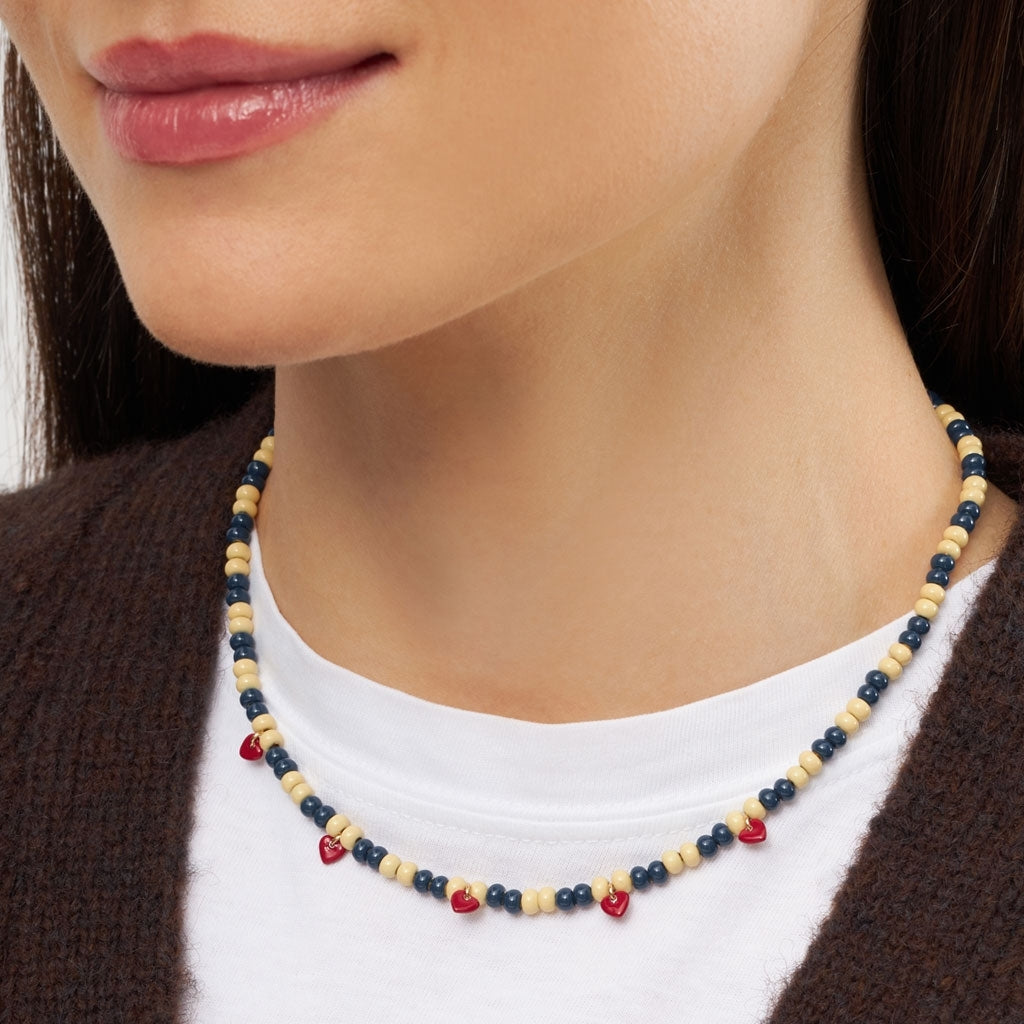 LULU Copenhagen Color Ball Heart Halsband Necklaces Soft Yellow/Retro Dark Blue