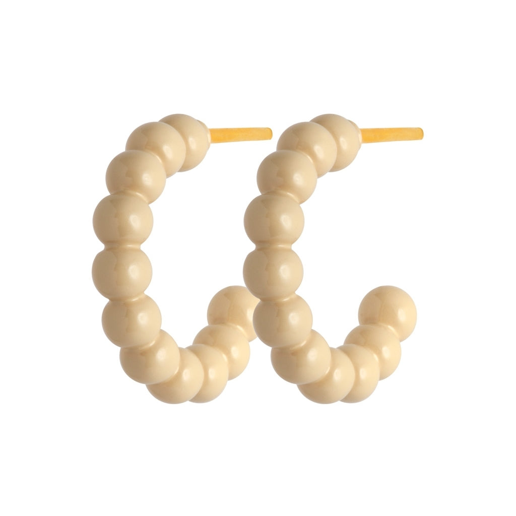 LULU Copenhagen Color Ball Hoops - Litet Par Hoops Buttercream