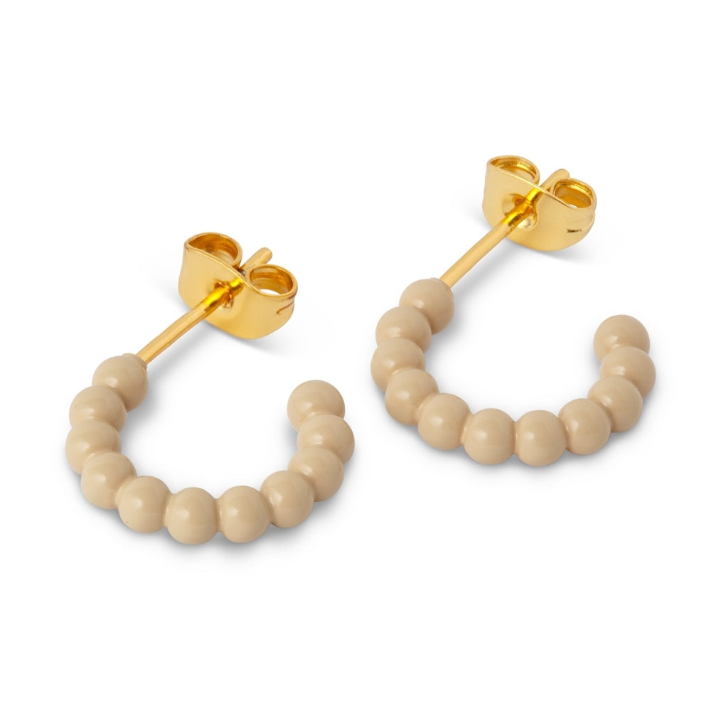 LULU Copenhagen Color Ball Hoops - Litet Par Hoops Buttercream