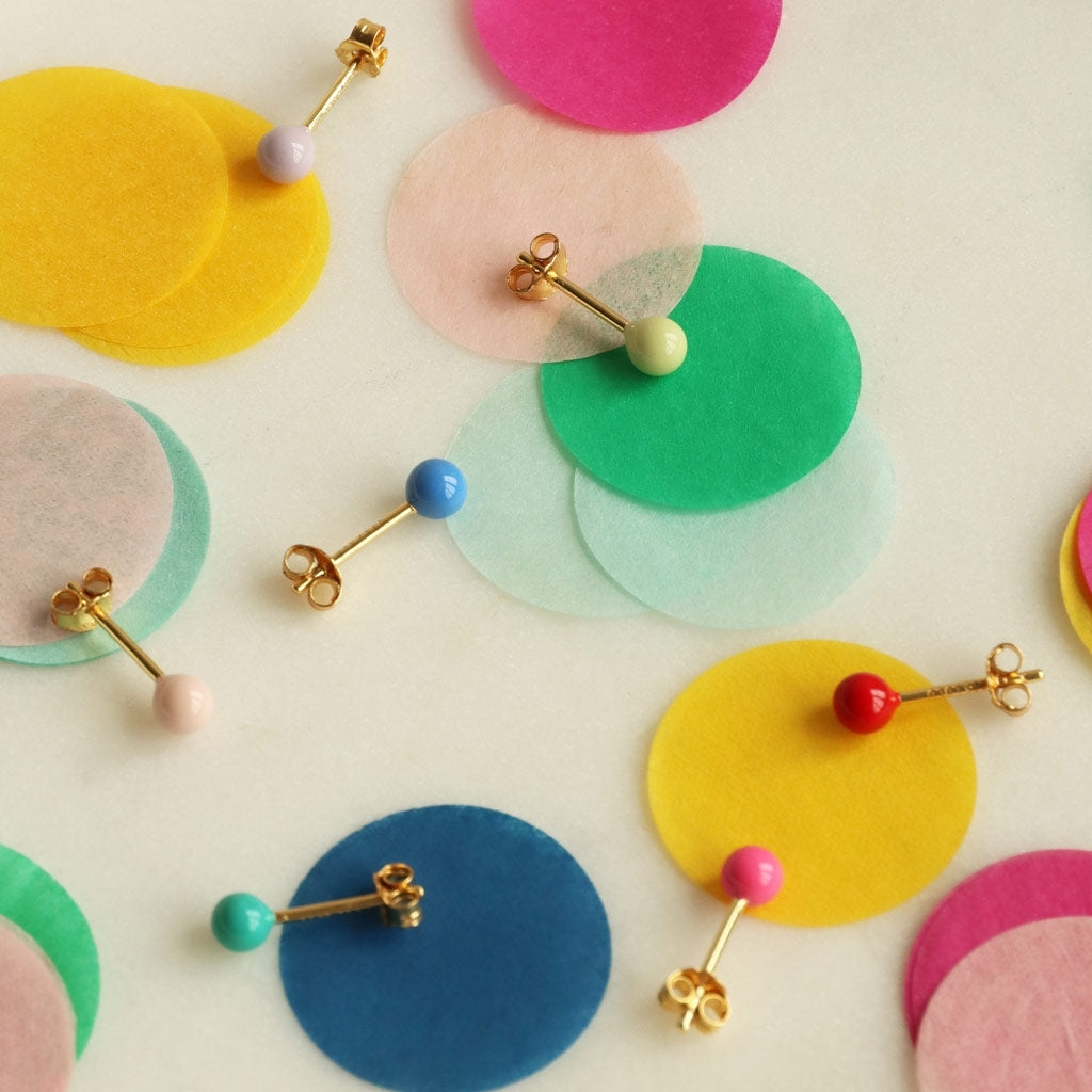 LULU Copenhagen Color Ball Medium örhänge 1 st Ear stud, 1 pcs Silk Light Green