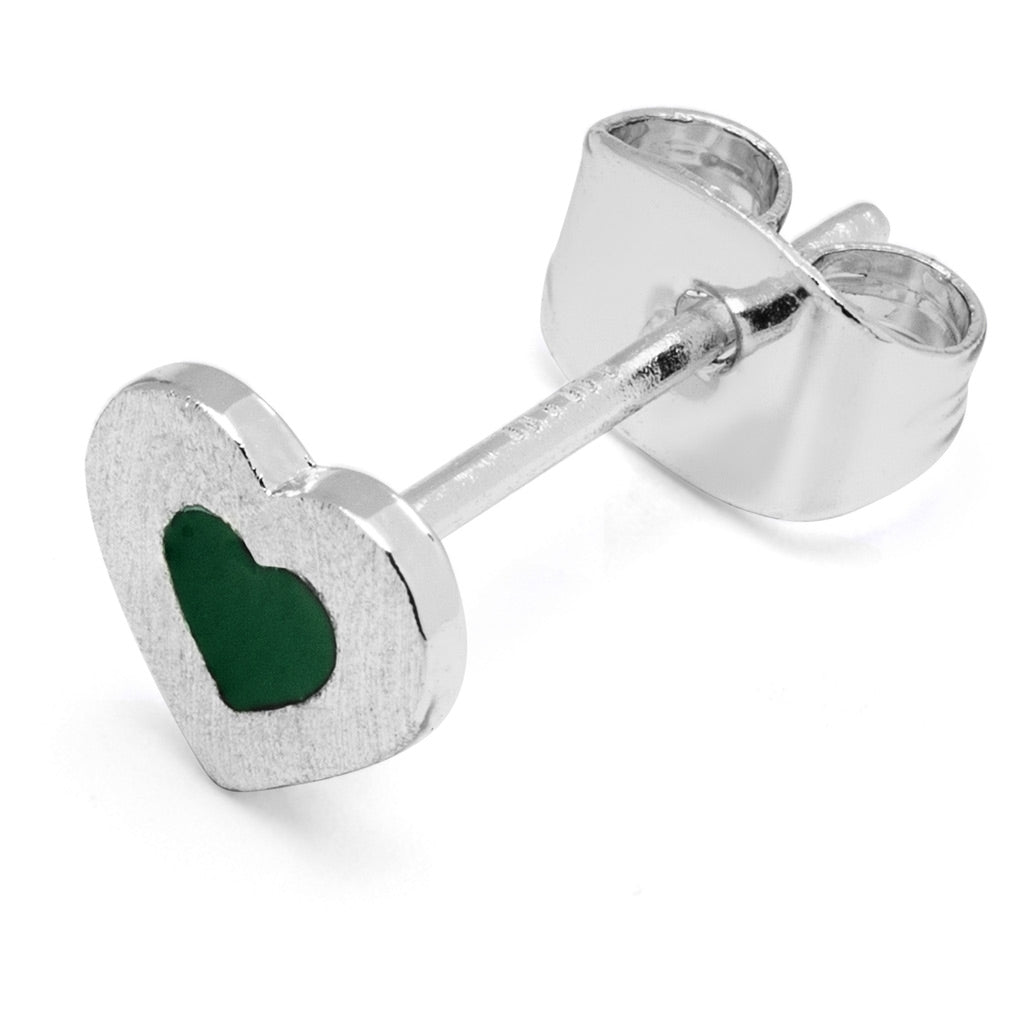 LULU Copenhagen Color Heart örhänge 1 st silverpläterad Ear stud, 1 pcs Grön