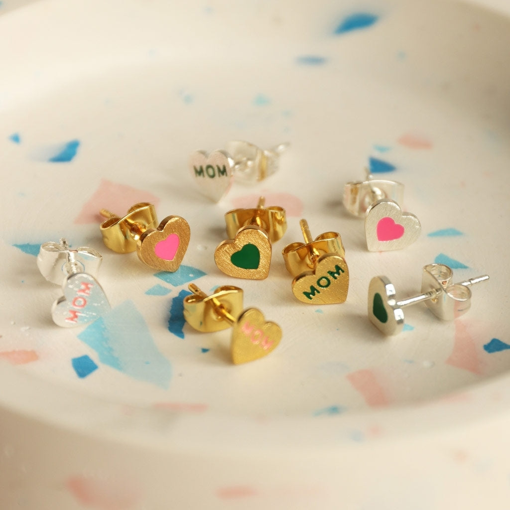 LULU Copenhagen Color Heart örhänge 1 st silverpläterad Ear stud, 1 pcs Pink