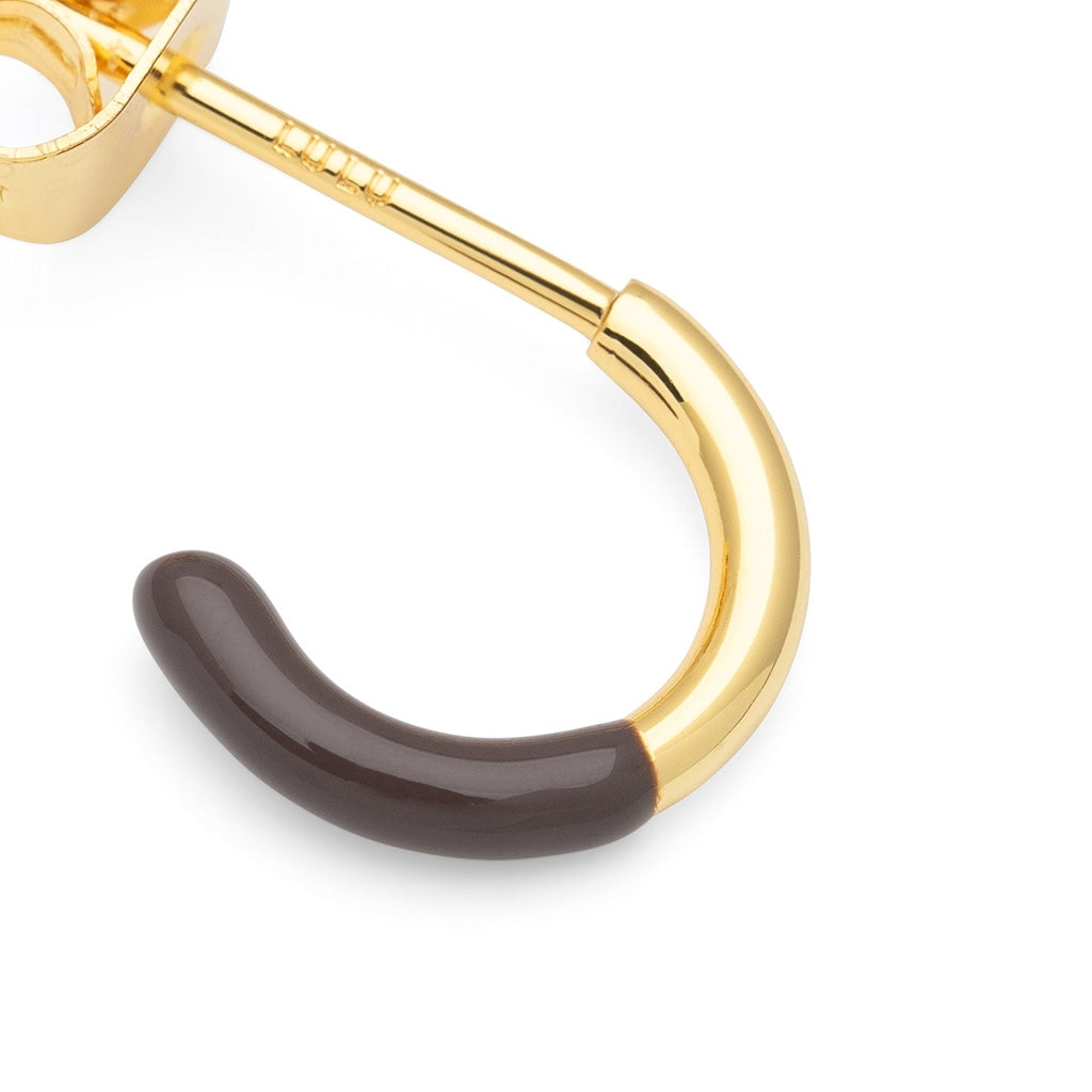 LULU Copenhagen Color Hoop Half Dip 1 st guldpläterad Hoops Cocoa Powder