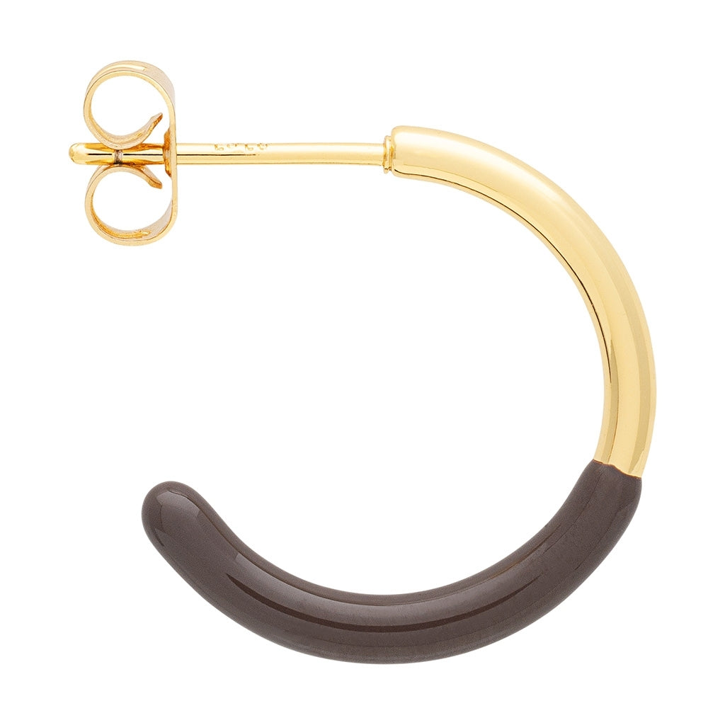 LULU Copenhagen Color Hoop half Dip Medium par - Guldpläterad mässing Hoops Cocoa Powder