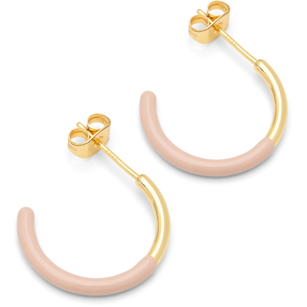 LULU Copenhagen Color Hoop half Dip Medium par - Guldpläterad mässing Hoops Dusty Peach