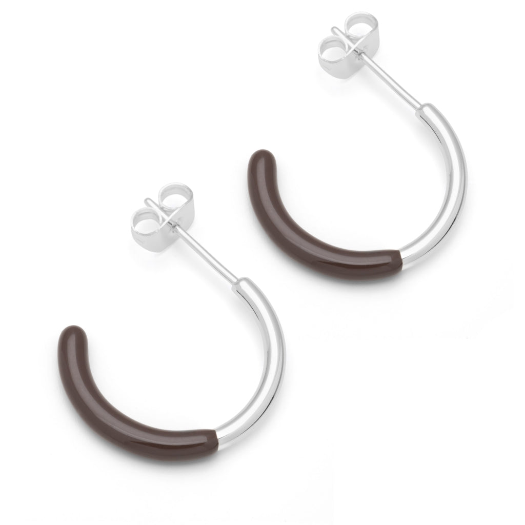 LULU Copenhagen Color Hoop half Dip Medium par - Silverplateräd Hoops Cocoa Powder