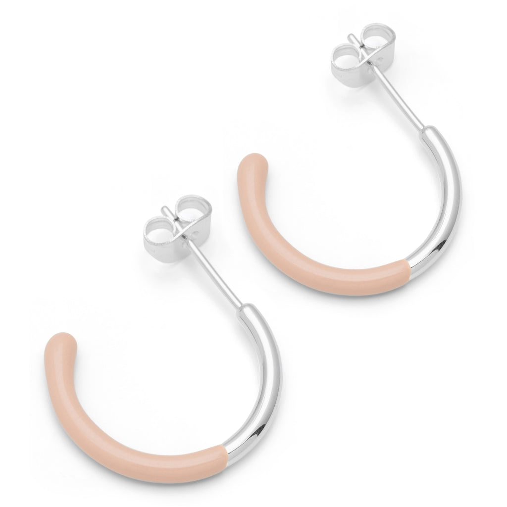 LULU Copenhagen Color Hoop half Dip Medium par - Silverplateräd Hoops Dusty Peach