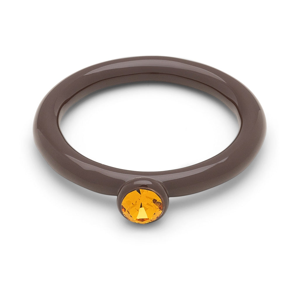 LULU Copenhagen Color Ring Crystal Rings Cocoa Powder
