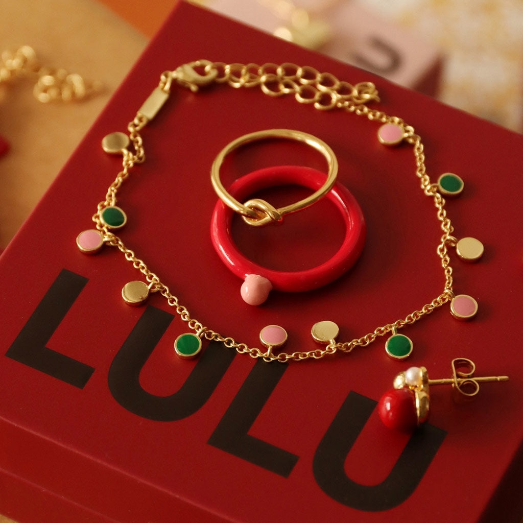LULU Copenhagen Color Ring Top Rings Hot Coral/Burnt Coral