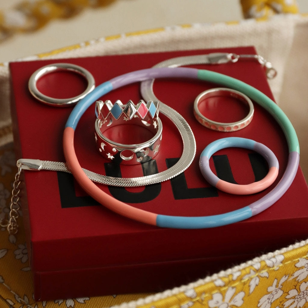 LULU Copenhagen Color Ring skinande Rings Silver